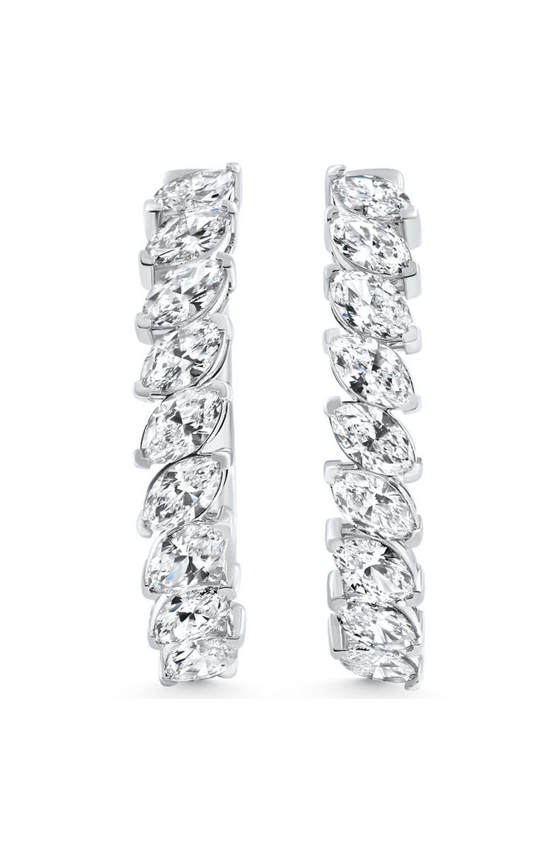 Bliss Diamond 2 - 6 Ct Marquise Cut Diamond Hoops 14k Gold Lab Grown Women's Earrings 1", Alternate, color, White Gold - 3Ct