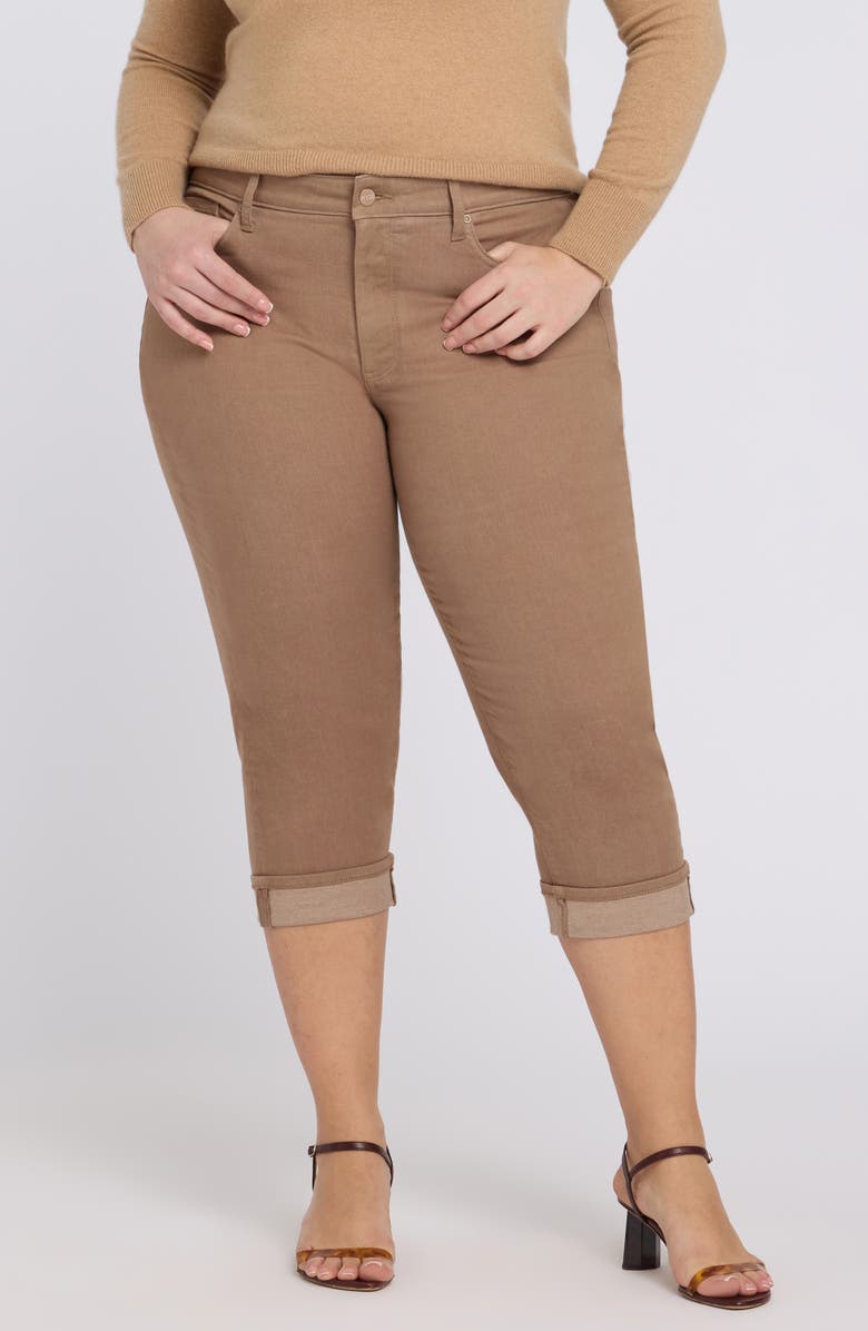 NYDJ Marilyn Cool Embrace<sup>®</sup> Cuff Crop Straight Leg Jeans, Main, color, Toasted Coconut