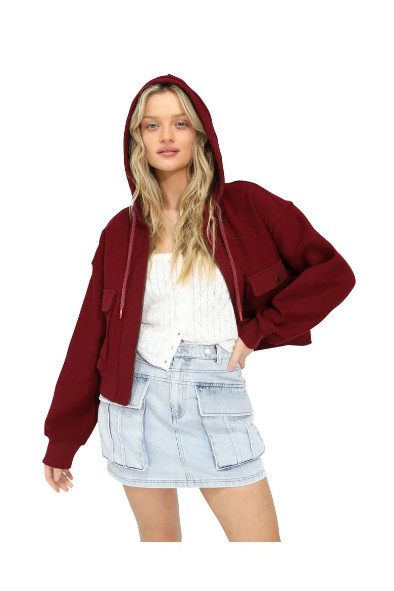 Fireside Cropped Utility Zip Jacket, Alternate, color, Red Overflow