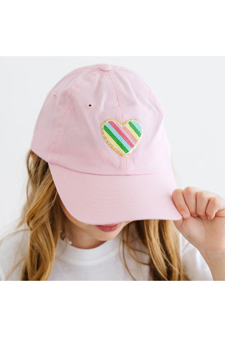 Rainbow Heart Patch Baseball Hat, Alternate, color, Ballet Pink