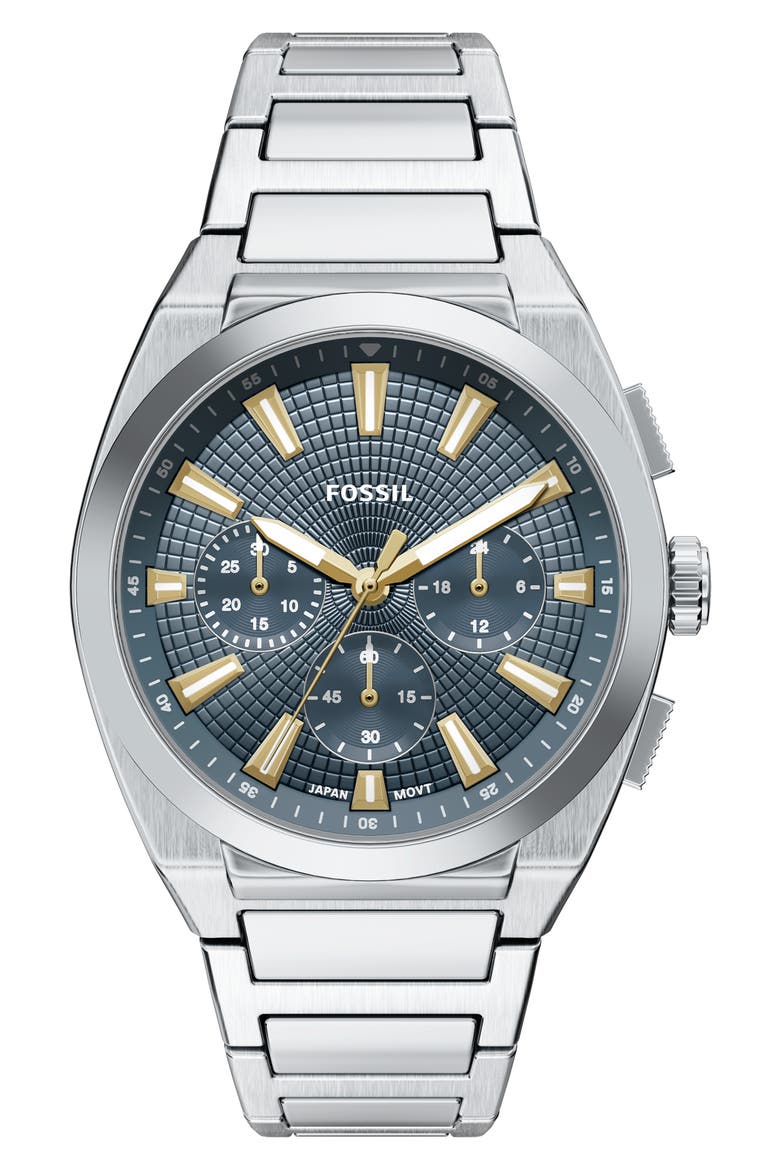 Everett Chronograph Bracelet Watch, 44mm, Main, color, SILVER