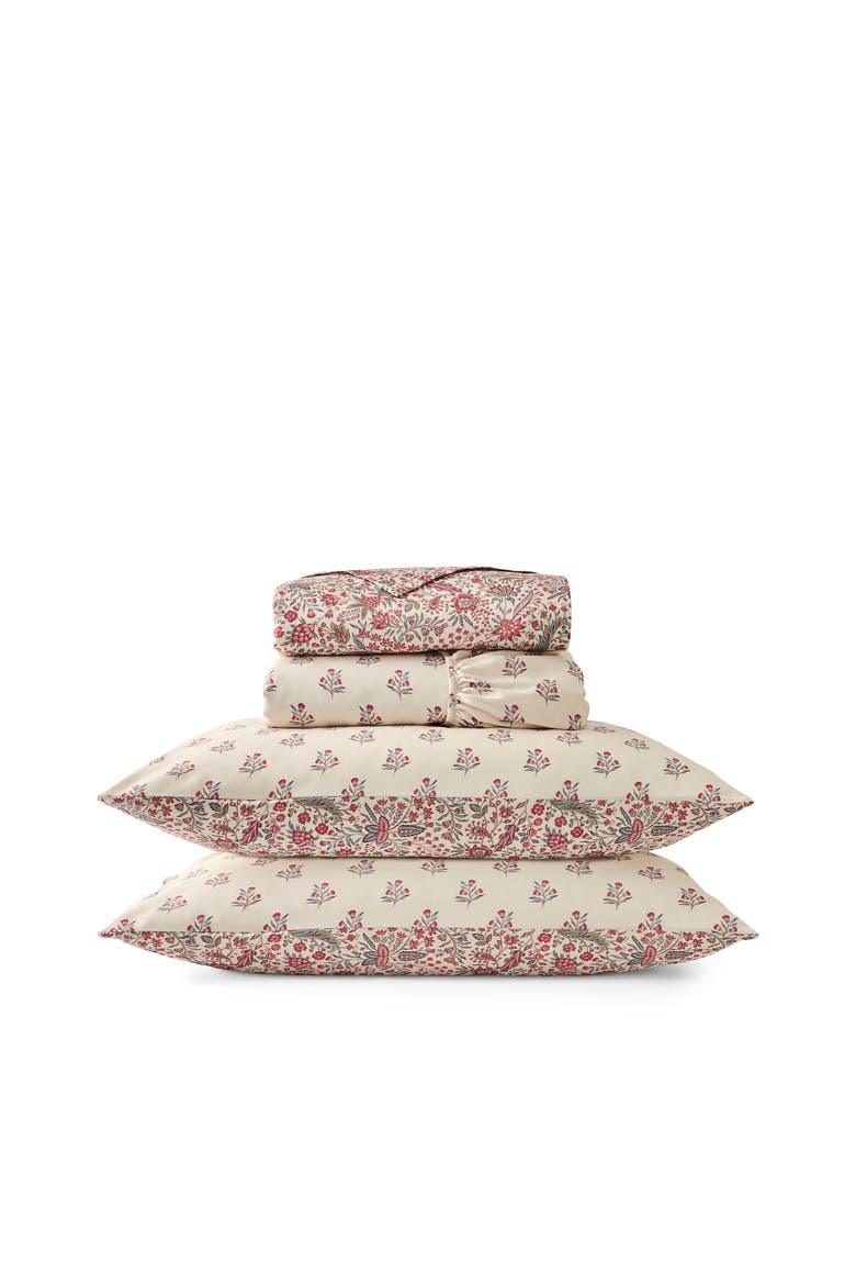 Newstead Luxury Cotton Sateen Reversible Floral Sheet Set Bundles, Main, color, Mulberry