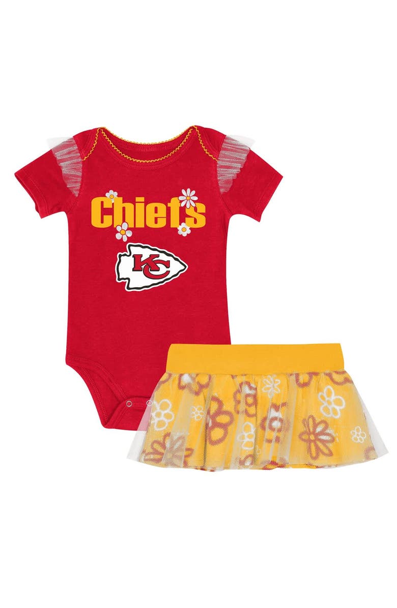 Outerstuff Girls Infant Outerstuff Kansas City Chiefs My Team Rocks Bodysuit and Skirt Set, Main, color, Red