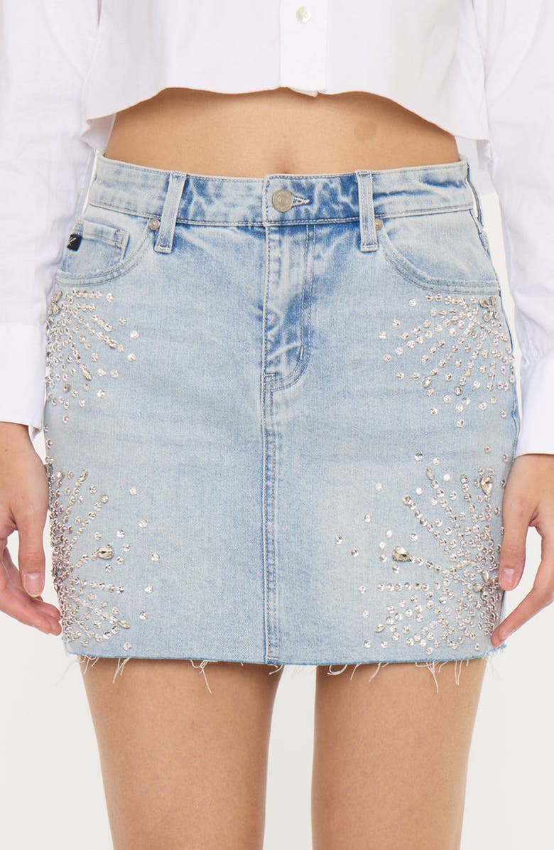 KanCan Izra Mid Rise Skirt, Alternate, color, Light Wash