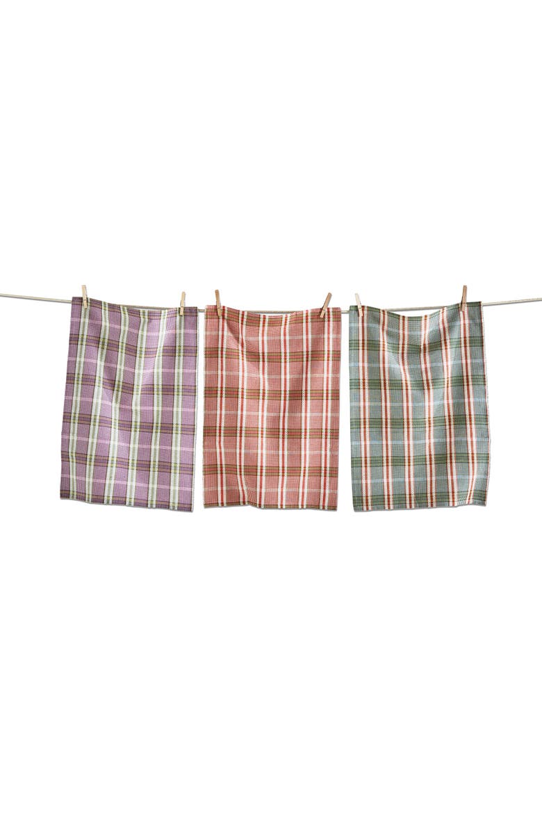 tag Sierra Plaid Cotton Dishtowel Set of Three for Fall, Main, color, Multicolored