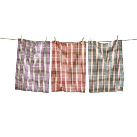 Sierra Plaid Cotton Dishtowel Set of Three for Fall