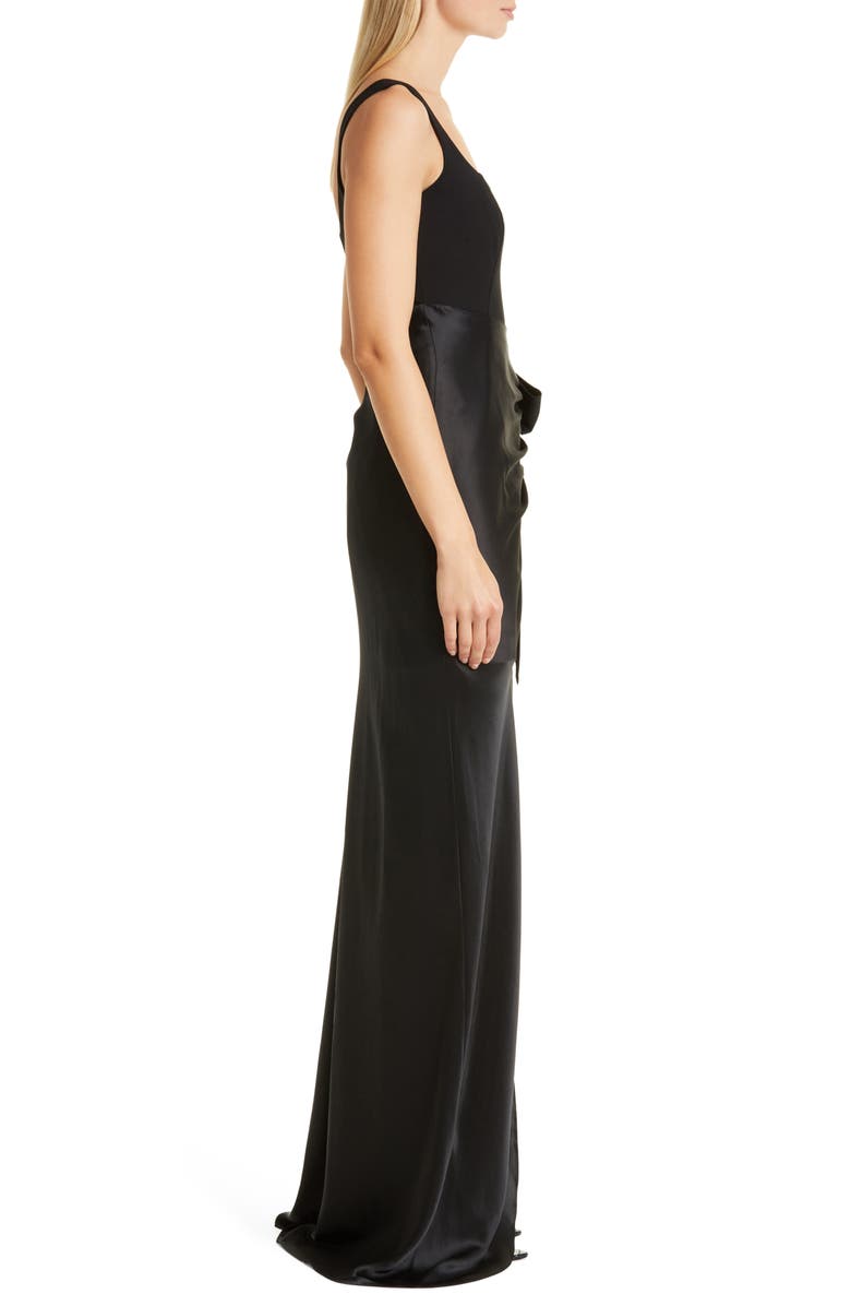 Cinq à Sept Marian Mix Media Side Ruched Gown, Alternate, color, Black