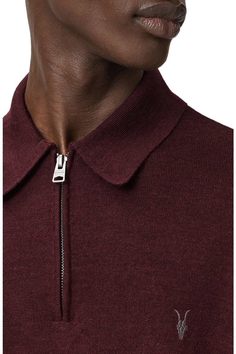 Albany Merino Wool Quarter Zip Polo, Alternate, color, BRONZED RED