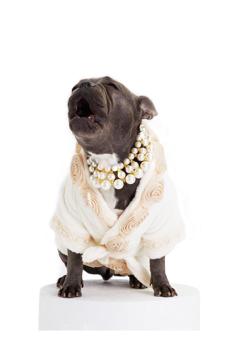 Moshiqa Juliet Dog Luxurious Bathrobe, Alternate, color, Cream