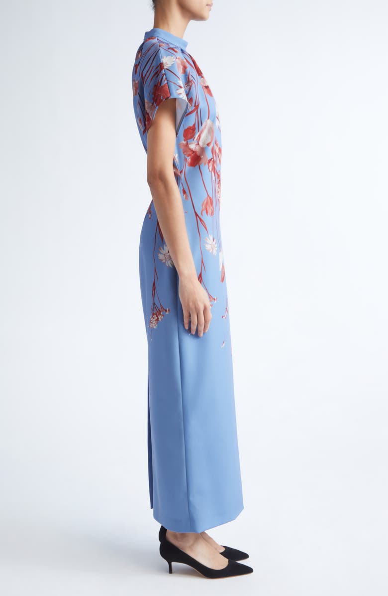 Lela Rose Stella Floral Stretch Crepe Dress, Alternate, color, Cornflower Multi