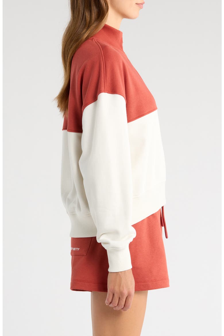 Revive Colorblock Half Zip Sweatshirt, Alternate, color, EMBER RED LILY WHITE