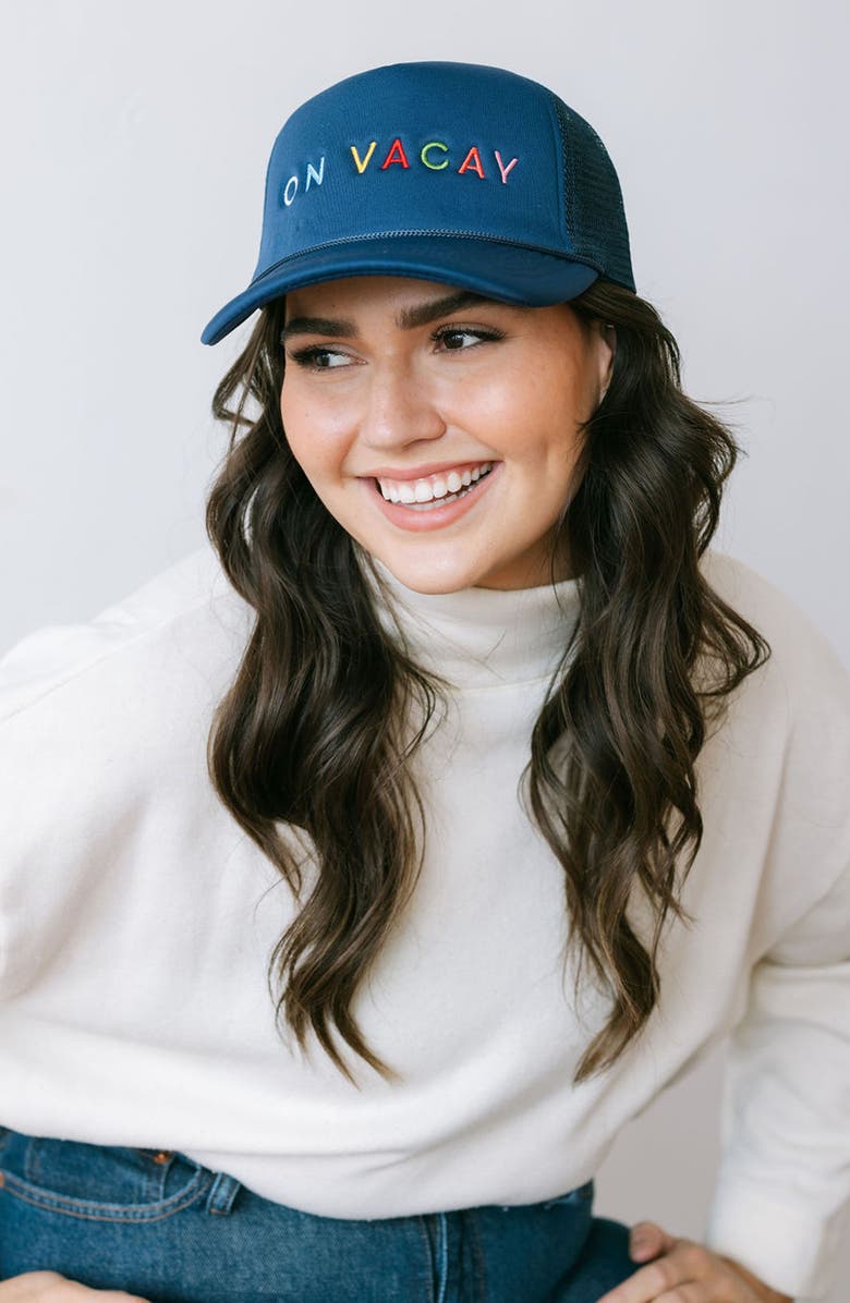 Sunshine Tienda On Vacay Trucker Hat, Alternate, color, 