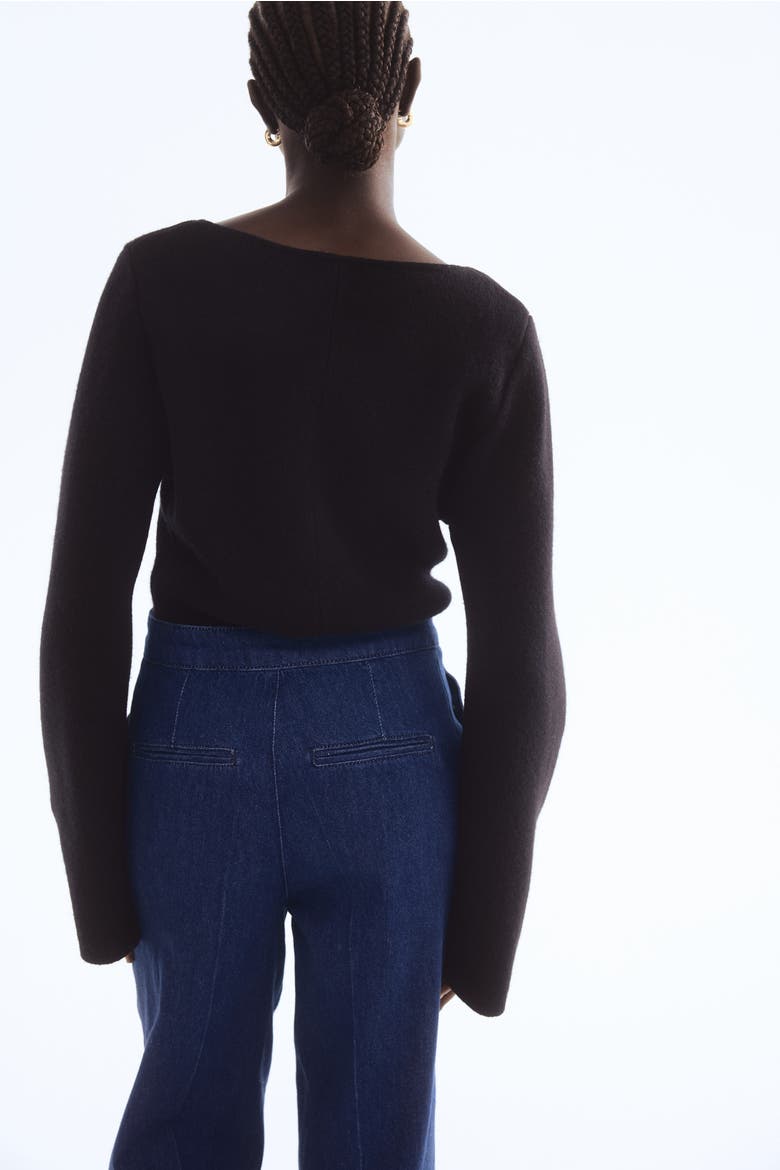 Button-detail Denim Trousers, Alternate, color, Dark denim blue
