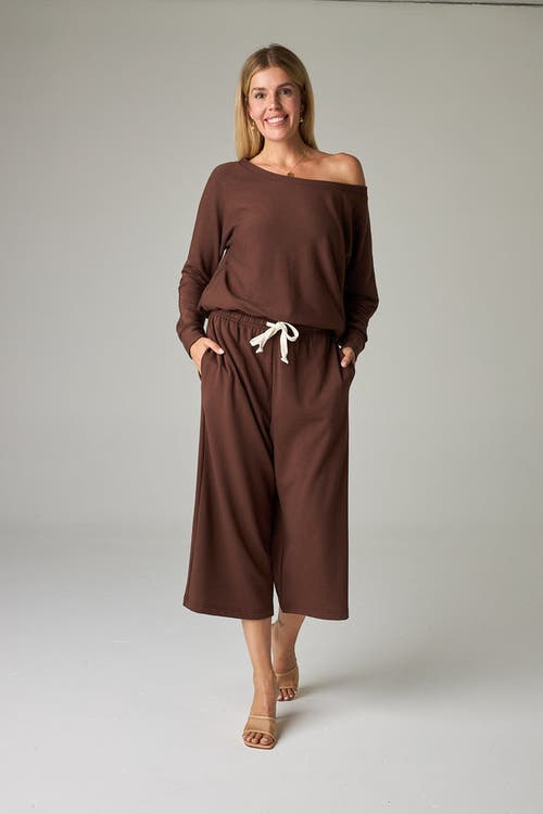 Eavolu Baikal Eco-luxe Fleece Crop Pant In Brown