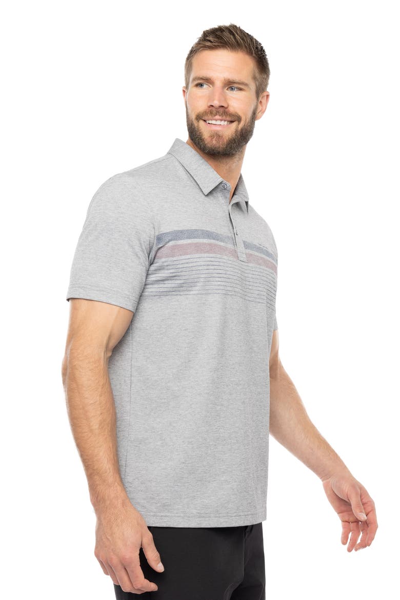 Captain's Table Stripe Piqué Polo, Alternate, color, HEATHER MED GREY