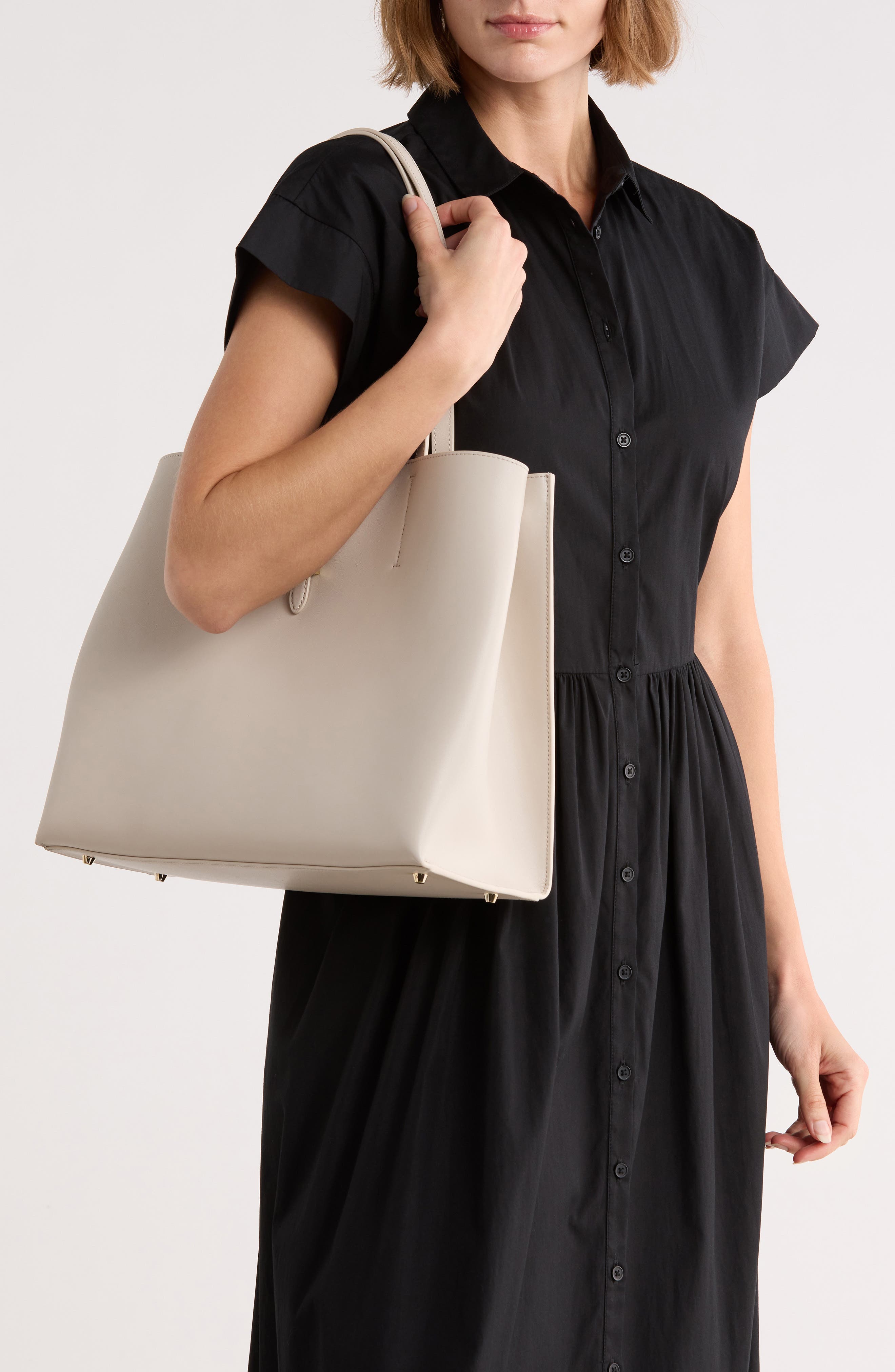 Furla Mia Sofia Large Leather Tote, Alternate, color, Perla E