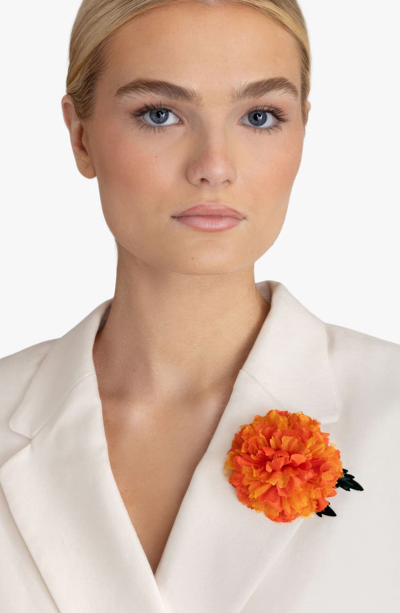 Helena Simon The Small Marigold Floral Brooch, Alternate, color, Orange