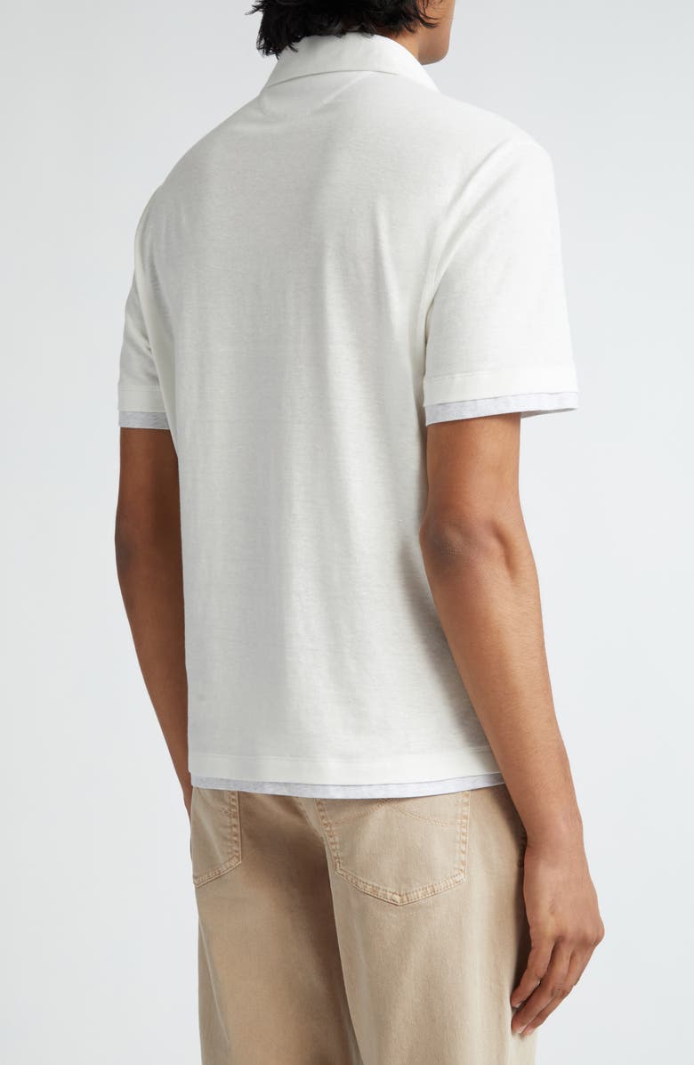 Brunello Cucinelli Contrast Trim Linen & Cotton Polo, Alternate, color,