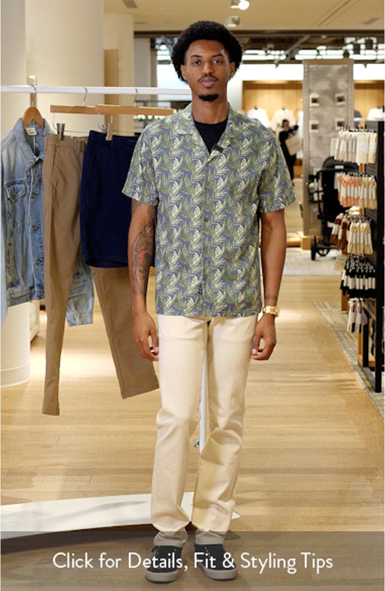 Atlas Seaweed Print Linen Blend Camp Shirt, sales video thumbnail