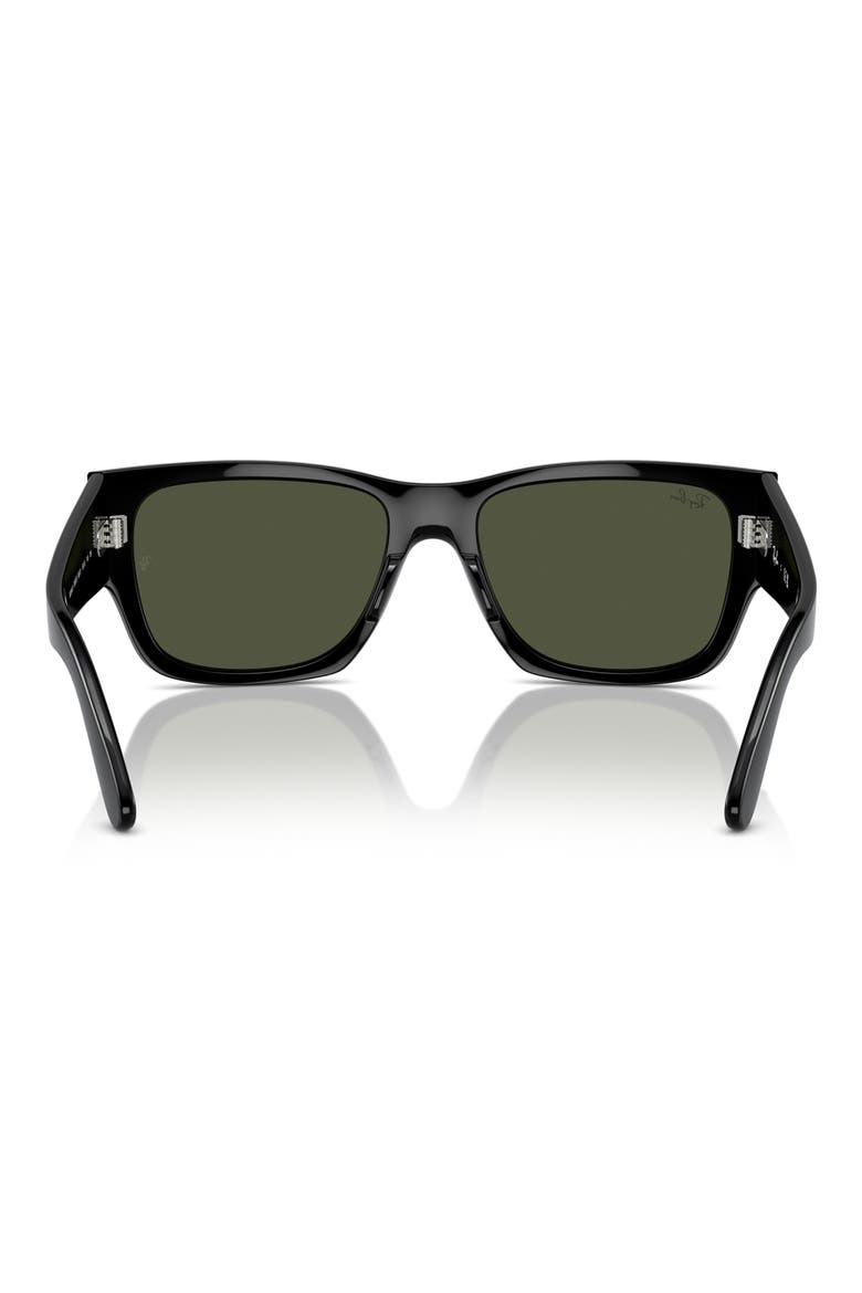 Carlos 56mm Polarized Rectangular Sunglasses, Alternate, color, BLACK