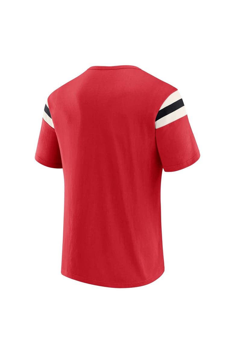 Men's Darius Rucker Collection by Fanatics  Scarlet San Francisco 49ers Football Stripe Sleeve T-Shirt, Alternate, color, Scarlet