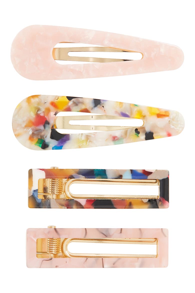 4-Pack Hair Clips, Main, color, PINK TORT MULTI
