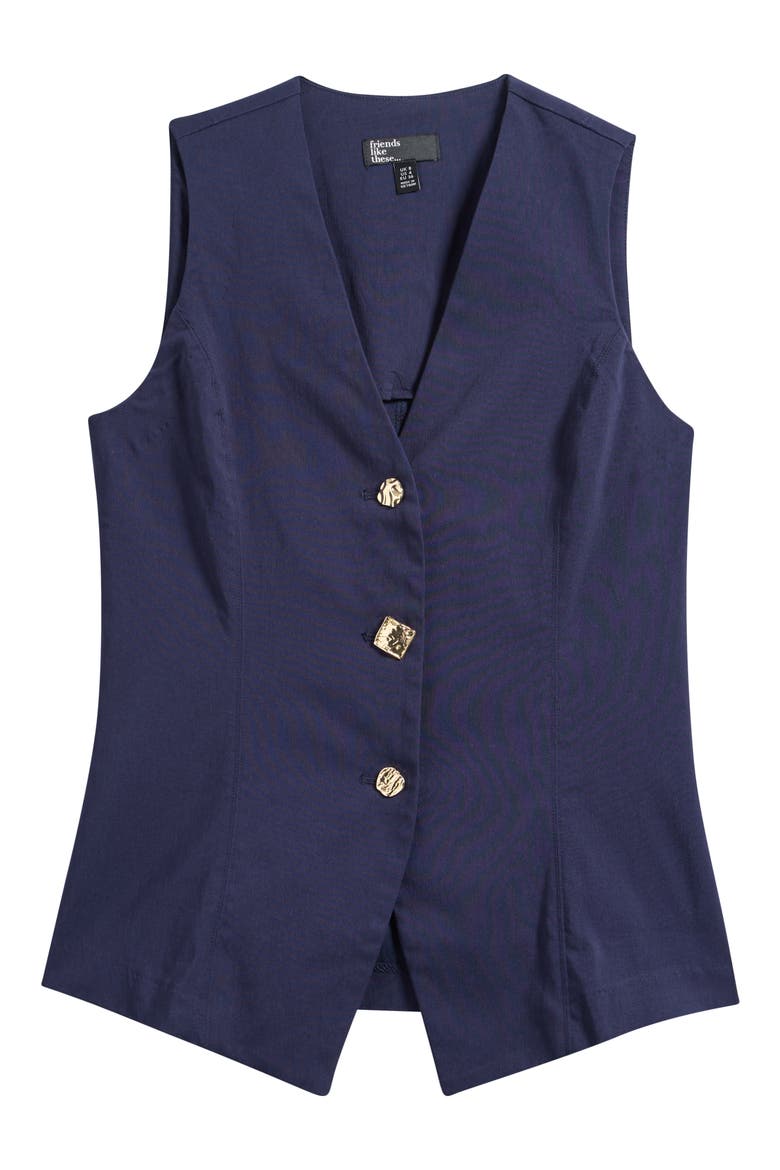 Button Front Vest, Alternate, color, BLUE
