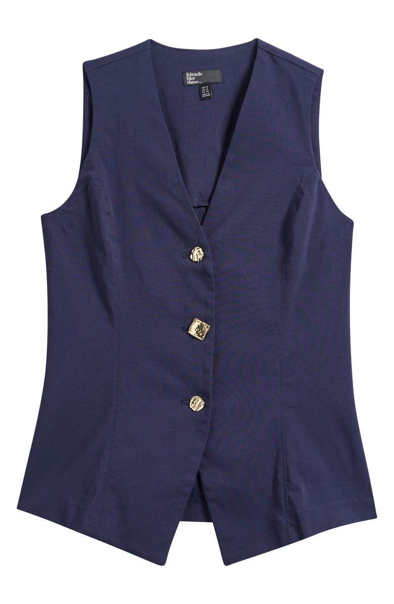 Friends Like These Button Front Vest, Alternate, color, Blue