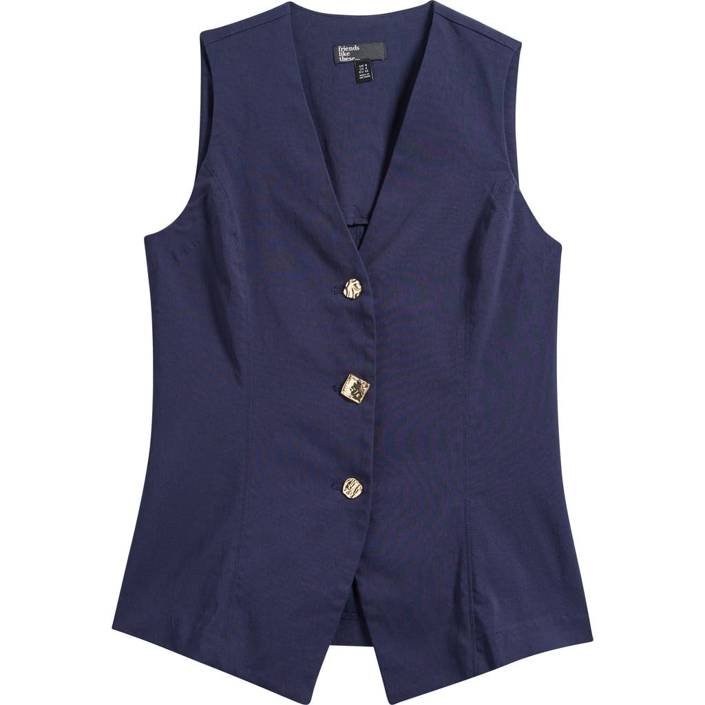 Friends Like These Button Front Vest In Black