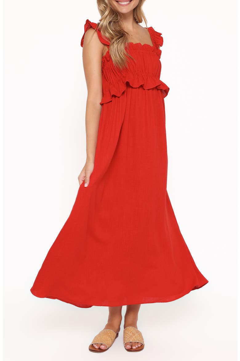 Ross Frill Strap Maxi Dress, Alternate, color, RED