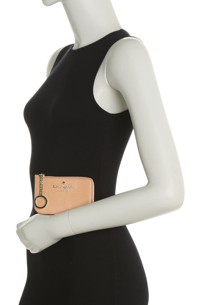 cameron medium l-zip card holder, Alternate, color, LIGHT FAWN