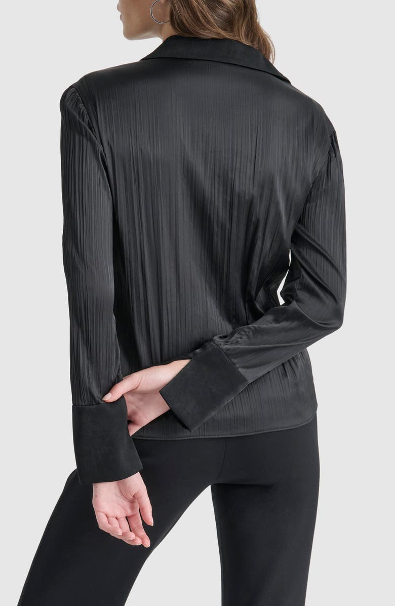 DKNY Plissé Satin Shirt, Alternate, color, 