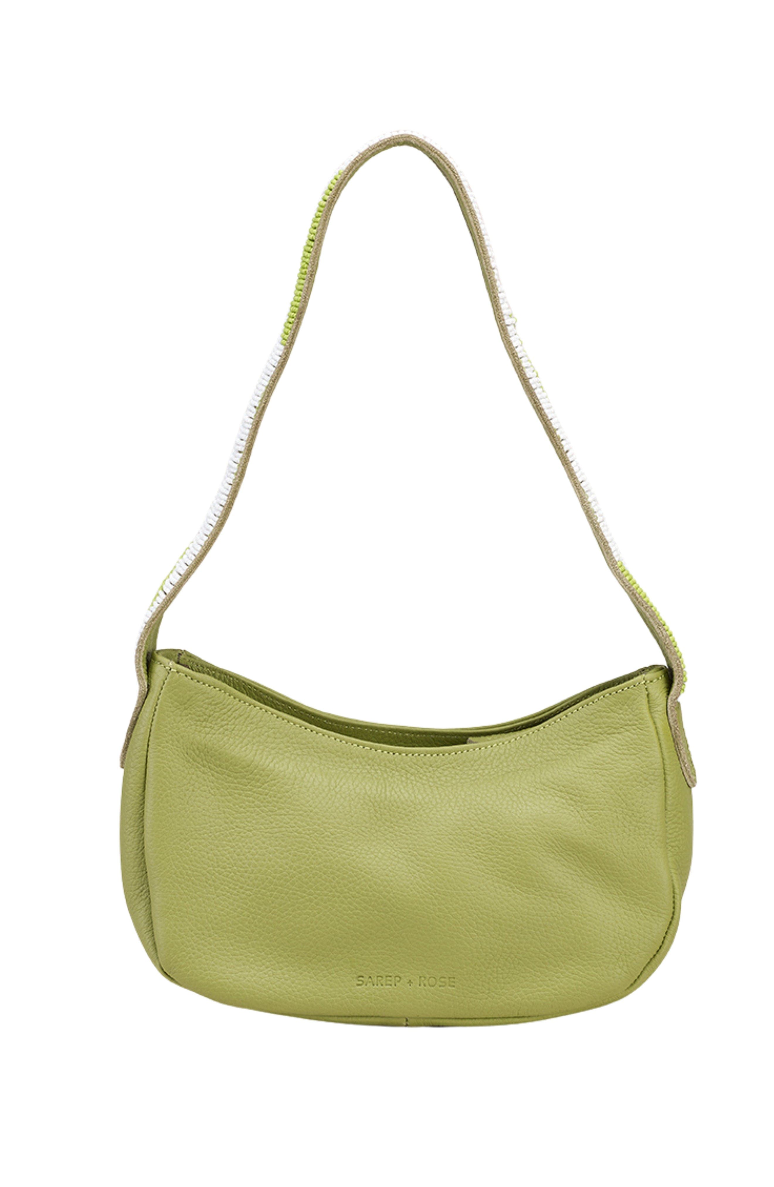 Sarep + Rose Hand-Beaded Shoulder Bag, Alternate, color, Guacamole Green