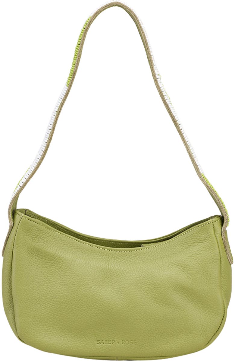 Sarep + Rose Hand-Beaded Shoulder Bag, Alternate, color, Guacamole Green
