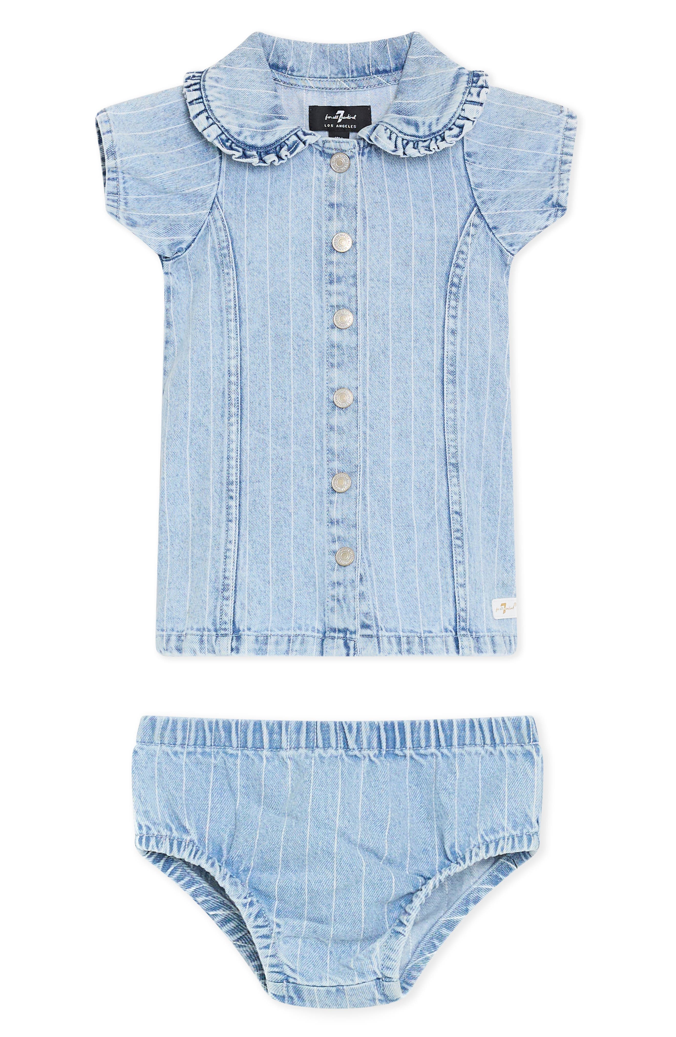 Stripe Denim Dress & Bloomers Set