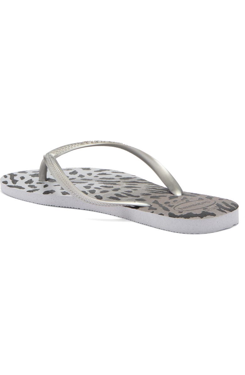 Havaianas Slim Animal Print Flip Flop, Alternate, color, Grey/ Grey