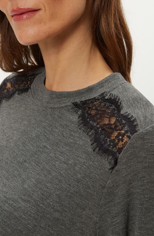 Michael Stars Esther Lace Inset Knit Top In Gray