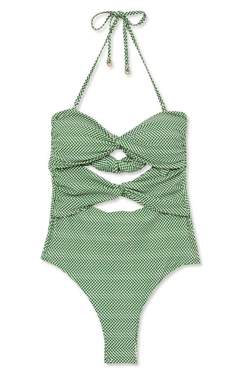 Reiss Nelly Twist Front One-piece Swimsuit In Green