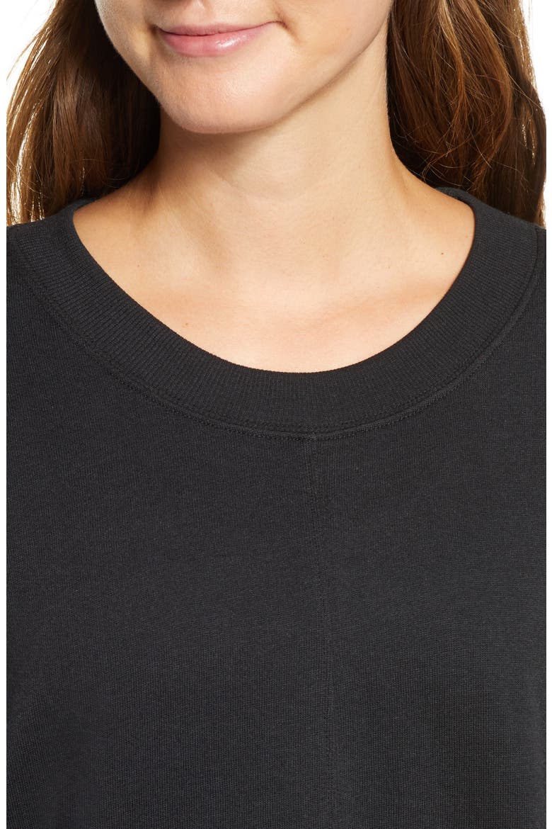 Carey Crew High/Low Sweatshirt, Alternate, color, BLACK