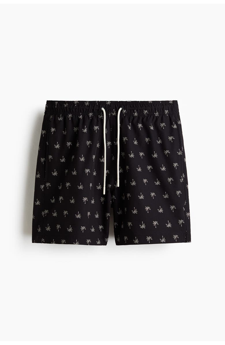 H&M Seersucker Swim Shorts, Main, color, Black