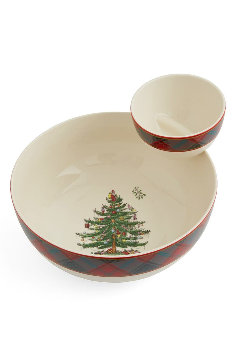 Spode Tartan 2-Tier Chip & Dip Server, Alternate, color, 