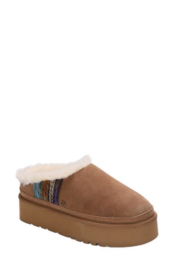 Mykos Suede Faux Fur Cuff Slipper In Brown