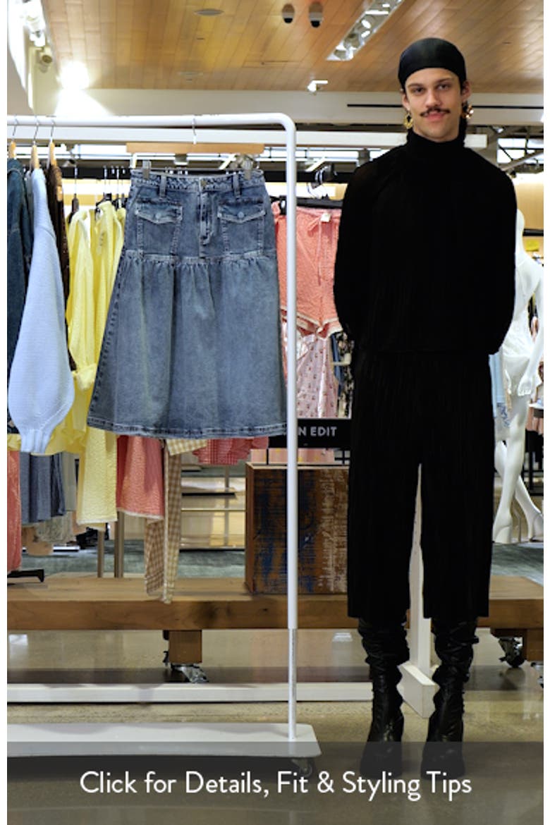 Petal Flounce Denim Midi Skirt video