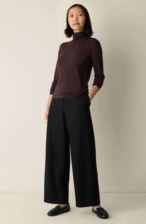 Eileen Fisher Turtleneck Stretch Organic Cotton Blend Top In Purple
