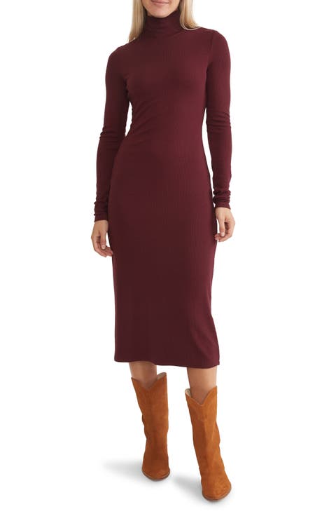 Lexi Rib Long Sleeve Turtleneck Dress