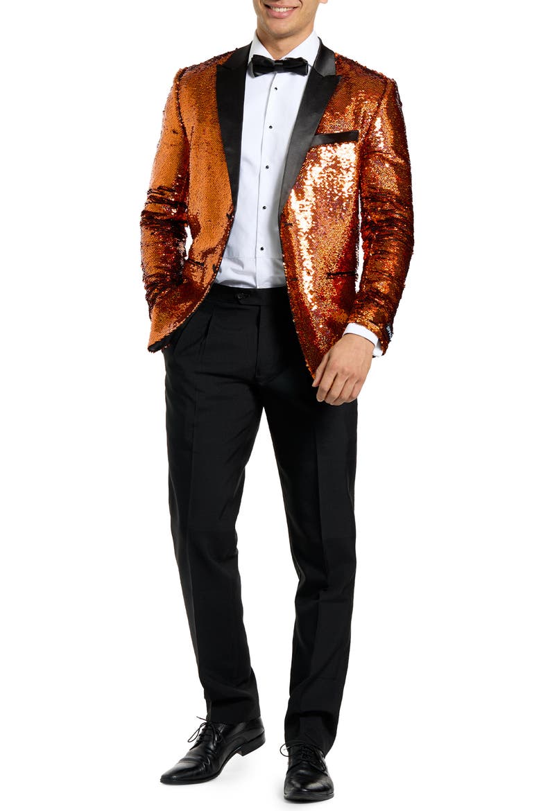 Sapphire Sequin Two-Piece Tuxedo & Bow Tie, Main, color, GOLD