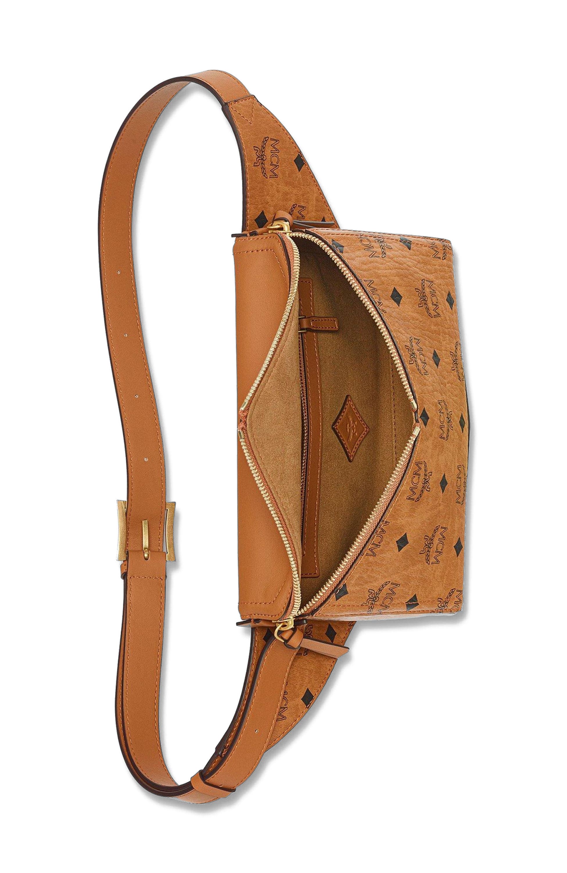 MCM Diamond 3D Belt Bag in Visetos Leather Mix, Alternate, color, 