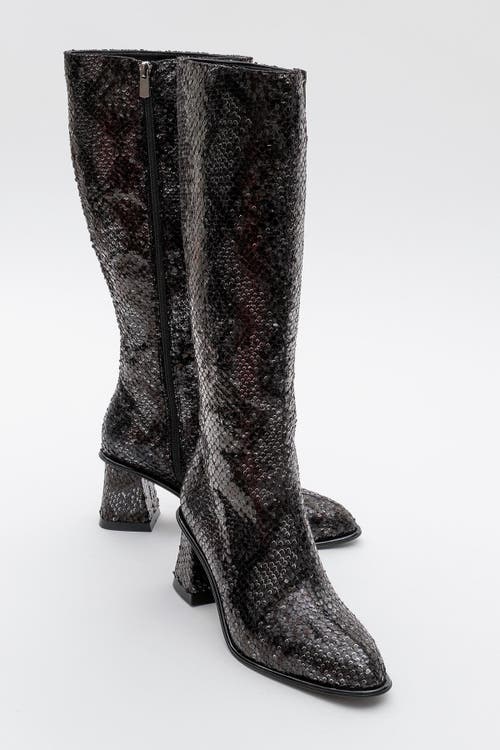 Prologue Shoes Elly Pattern Block Heel Boot In Black