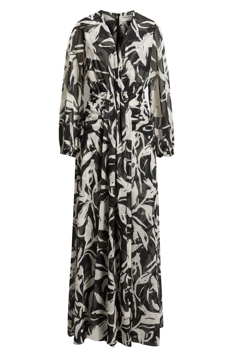 Chiara Boni La Petite Robe Simin Floral Long Sleeve Georgette Gown, Alternate, color, Stt662v1 Bianca