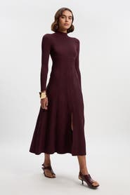 Karen Millen Wave Knit A-Line Long Sleeve Dress